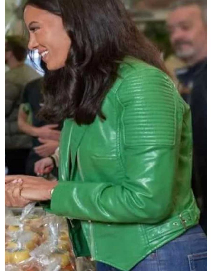 Heather Hemmens a Pinch of Portugal Anna Green Leather Jacket Heather Hemmens a Pinch of Portugal Anna Green Leather Jacket